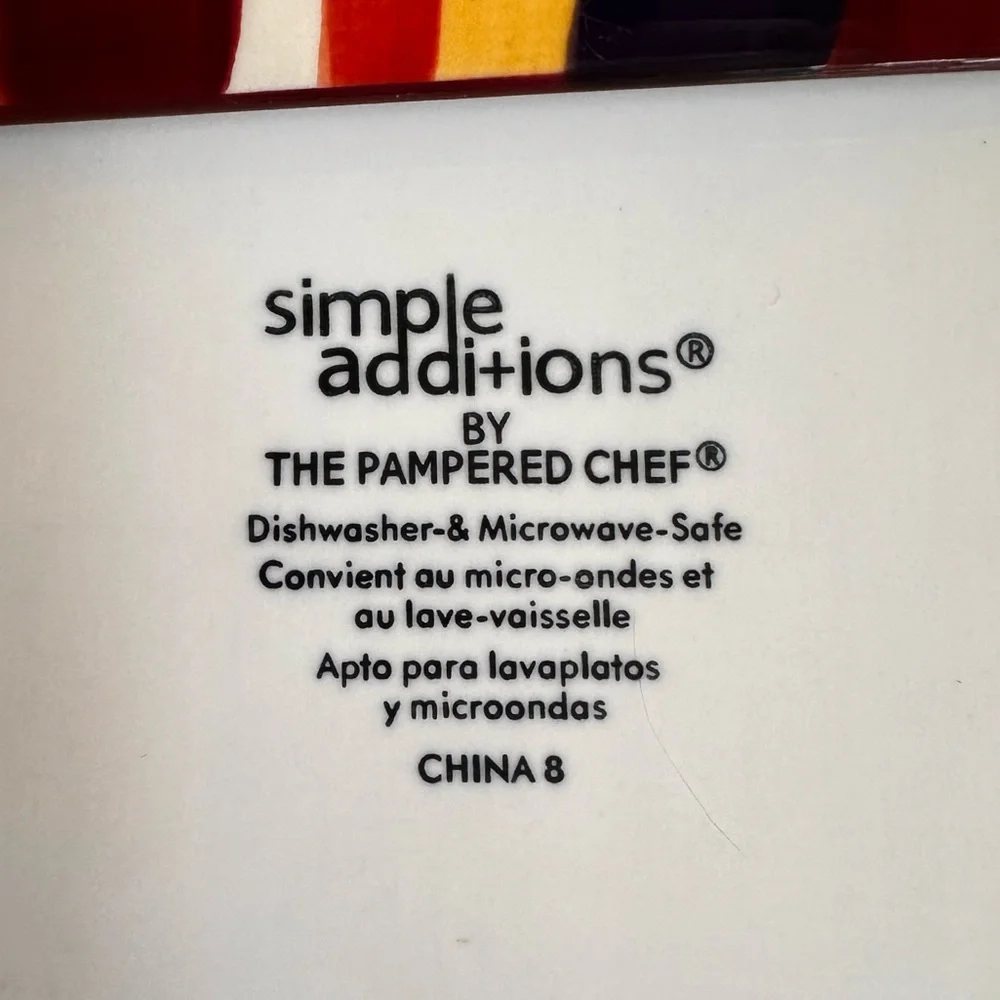 Pampered Chef Simple Additions Square Serving Bowl Stripes 7 1/4” x 3”